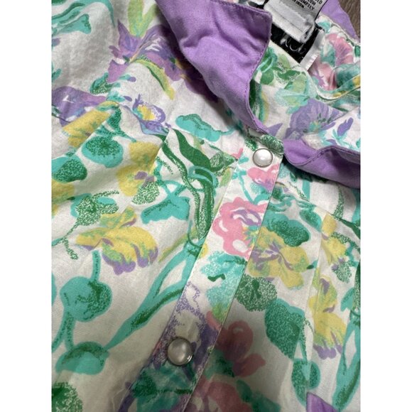 Vintage Models Coat Floral Nightgown Robe Size M 55% Cotton 45% Polyester White - Picture 6 of 14